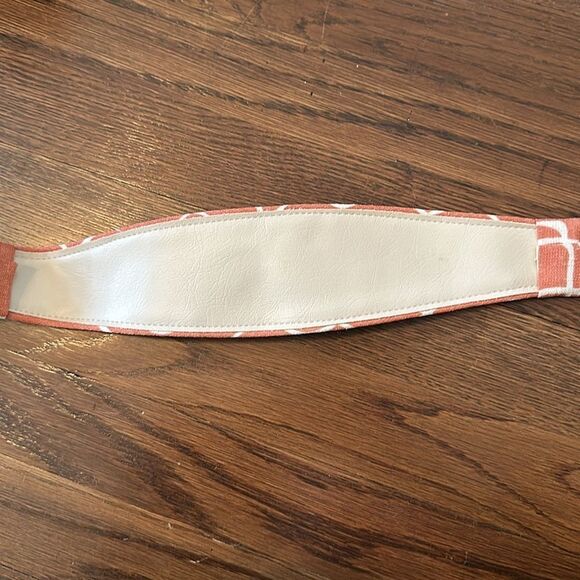 Vintage 80s/90s peachy orange & white layered cloth elastic belt - Picture 5 of 5